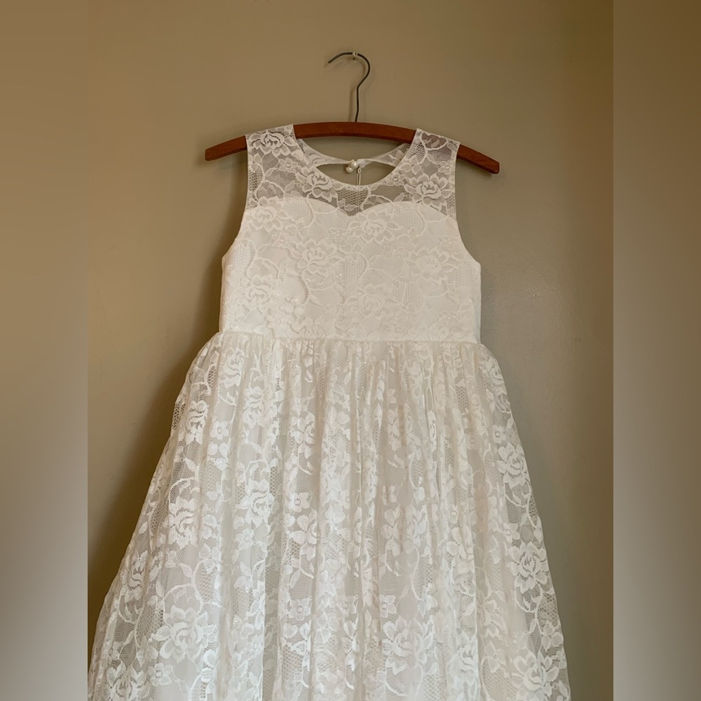 Miss dandy white lace dress sweatheart neckline junior bridesmaid flower girl - Picture 3 of 10